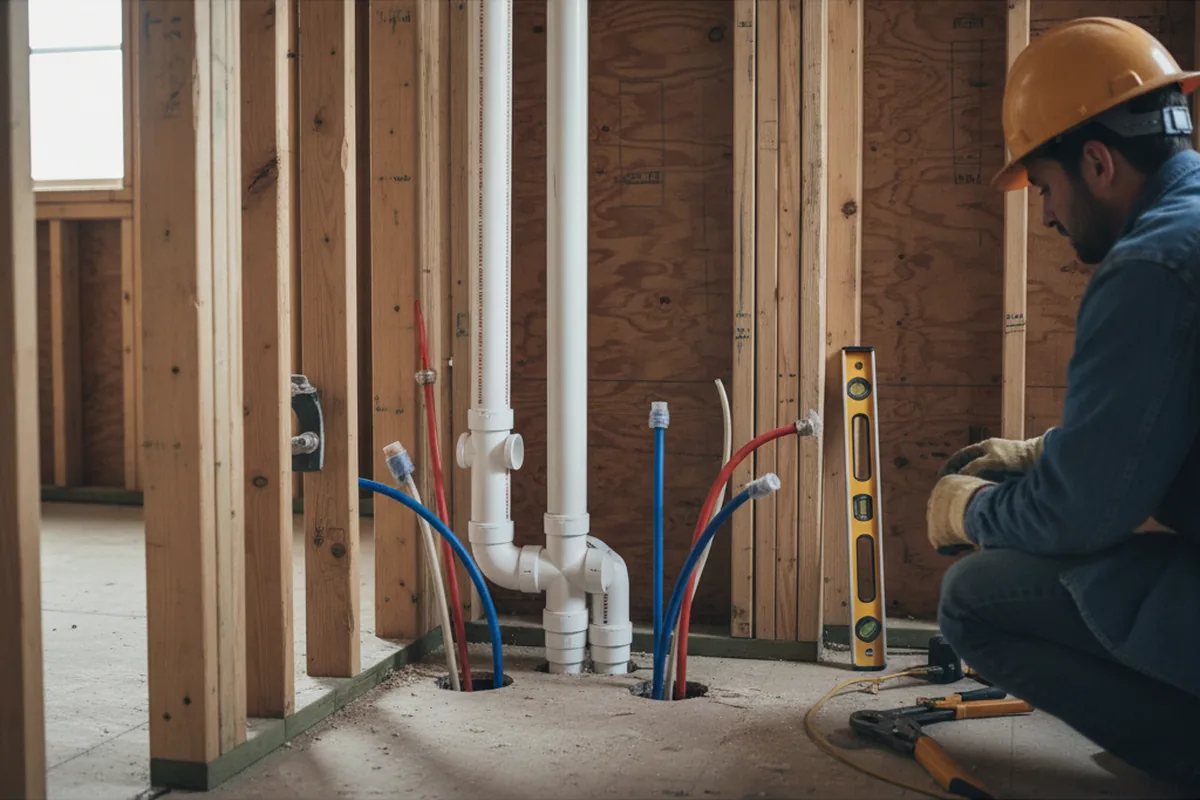 Drain and supply rough-in during Toilet Repair and Installation in Bath